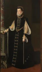 Portrait of Elisabeth of Valois holding a portrait of Philip II