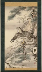 Pair of Hawks with Branch and Blossoms