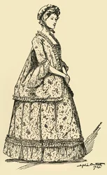 Picture of a short Watteau sacque worn over a petticoat, c1750-1800