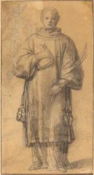 A Standing Saint Holding a Book and a Palm Frond