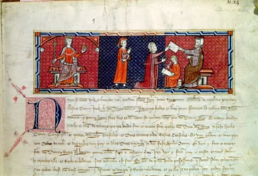 A Woman Taking an Oath before King James I of Majorca, from the Capbreu de Clayra et de Millas, 1292