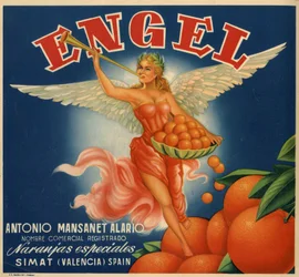 Advertising for Oranges, Image of a Winged Woman. Advertising Poster, Valencia
