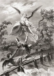 Amina is Carried Away by an Angel Whilst the Devil Captures the Sacristan of Albaicin