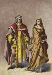 European Noble Lady and Gentleman, 14th Century