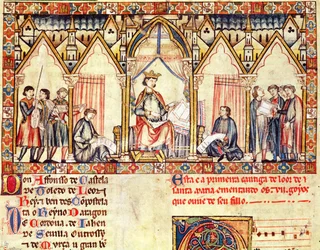The Court of Alfonso X the Wise, King of Castile and Leon, from the Cantigas de Santa Maria