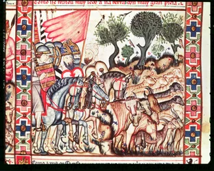 Fol. 68v: Turks and Moors Regaining their Land, from the Cantigas de Santa Maria