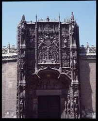 Gothic Art Isabelin: facade of the college of Saint Gregoire (San Gregorio) 1488-1496 Valladolid, Spain
