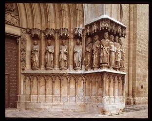 Gothic Art: detail of the central portal of the Cathedral of St. Thecle in Tarragona