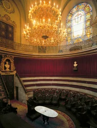 Interior view of the amphitheatre of the Royal Academy of Medicine, former college of surgery founded in 1699, Barcelona, Spain (photo)