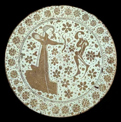Lady Pulling a Bow on a Young Man