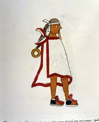 Man of the Aztec People in Codex Vaticanus 3738. Facsimile of the manuscript by Dominican Pedro de los Rios, between 1570 and 1589, Vatican Library.