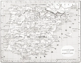 Map of Spain showing Caliphate of Cordoba