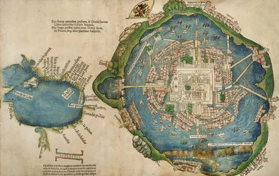 Map of Tenochtitlan and the Gulf of Mexico, from Praeclara Ferdinadi Cortesii de Nova maris Oceani Hyspania Narratio by Hernando Cortes (1485-1547) 1524