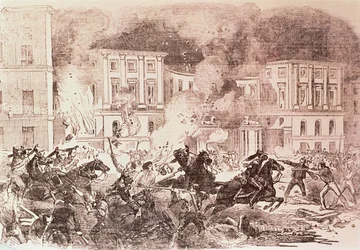 Populist Uprisings in Madrid, The Rioters Try to Set Fire to the Palace of Queen Maria Christina in 1854
