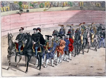 Release of the quadrille, corrida in Spain, lithography
