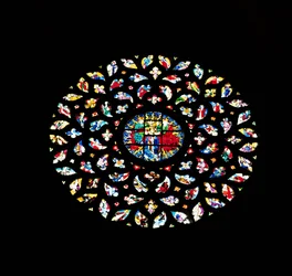 Rose window depicting the Assumption of the Virgin, c.1460