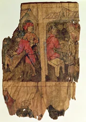 Scenes of banking operations, page from a manual