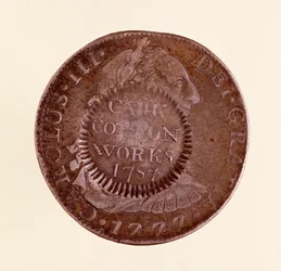 Silver Coin (8 Reales) from Spain: Reign of Charles III (1777 with Countermark of 1787)
