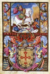 St. James on a White Horse Riding over the Corpses of Moors and the Coat of Arms of the Gómez Family, 1606
