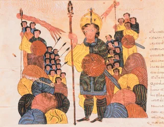 The Defeat of Goliath, from the Visigothic-Mozarabic Bible of St. Isidores, A.D. 960