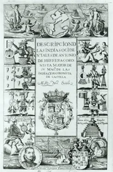 Title Page of Descripcion de las Indias Ocidentales by Antonio de Herrera y Tordesillas, Madrid Edition, 1725