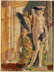 A Porcelain Figurine by a Mirror