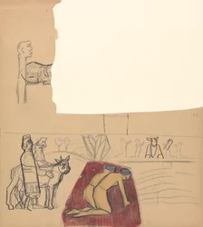 Cave of the Golden Calf: Design for a Decorative Panel, Worshippers and Calf
