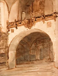 Interior of a Church. View of the Vestibule and Choir Loft
