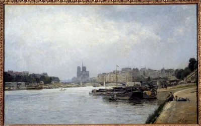 The Island of the Cite and the Island of Saint Louis Seen from the Bridge of Austerlitz. Painting by Stanislas Lepine (1835-1892)