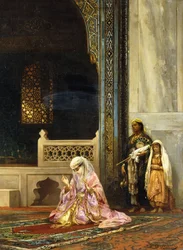 A Turkish Lady Praying in the Green Mosque, Bursa