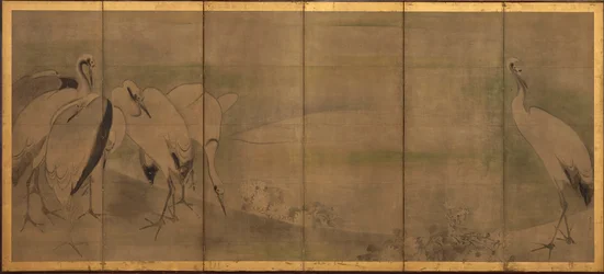 Cranes and chrysanthemums, Momoyama or Edo period