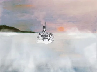 White Boat On Misty Water