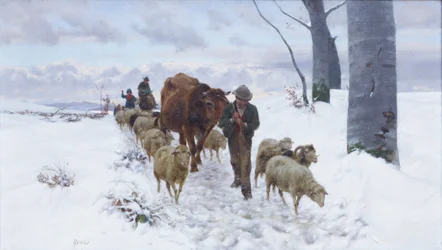 Coming Back from the Market After the Snowfall