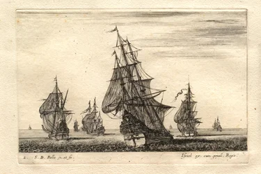 A Boat in Full Sail Surrounded by Other Boats