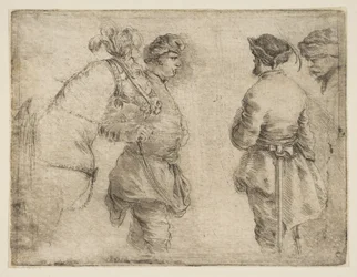 A Pole Leading a Horse by the Bridle and Speaking with Two Other Men