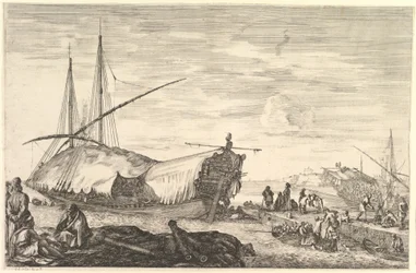A Galley Covered in Sails, from "Views of the Port of Livorno"
