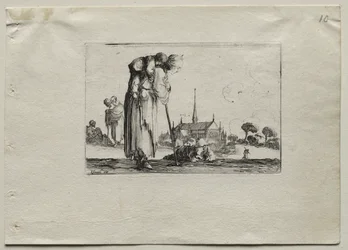 Caprices: Standing Beggar Woman Carrying a Child on her Back