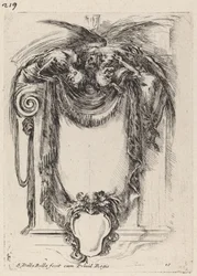 Cartouche Suspended from Corpses