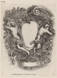 Cartouche with Apollo and Pan
