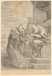 Galileo before the Personifications of Astronomy, Perspective, and Mathematics