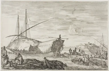 La galère dont le pont est couvert de voiles