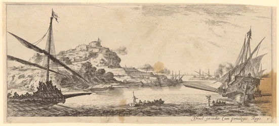 Bay with Two Galleys and Two Boats