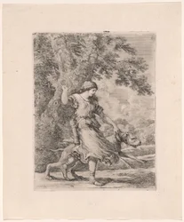 Nymph Holding a Large Dog by the Collar, known as The Beautiful Huntress