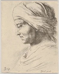 Plate 16: Head of an Old Man in Profile with a Cloth Tied Around His Head