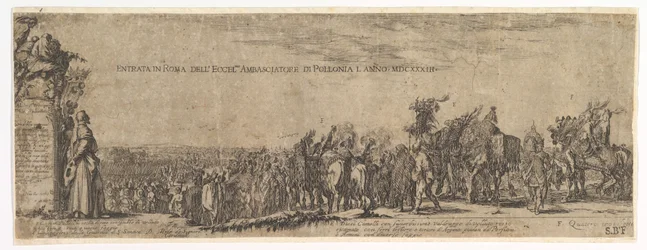 The Entrance of the Polish Ambassador into Rome, the Medici Coat of Arms at Left