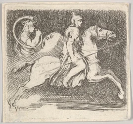 A Soldier in Profile Galloping to the Right Holding a Lance, ca. 1646