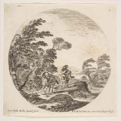 Plate 3: A Gale in the Forest, Two Horsemen Wrapped in Their Cloaks, with the Wind Blowing