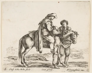 Plate 6: A Peasant on Horseback in Profile Facing the Right, Holding a Basket, ca. 1644-47