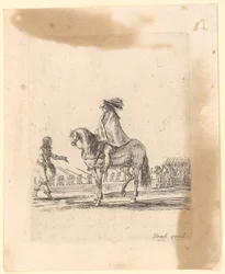 Rider in a Cloak at Horse Training