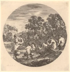 Satyr Family Making Music and Dancing, Sheet 6 of the Series 